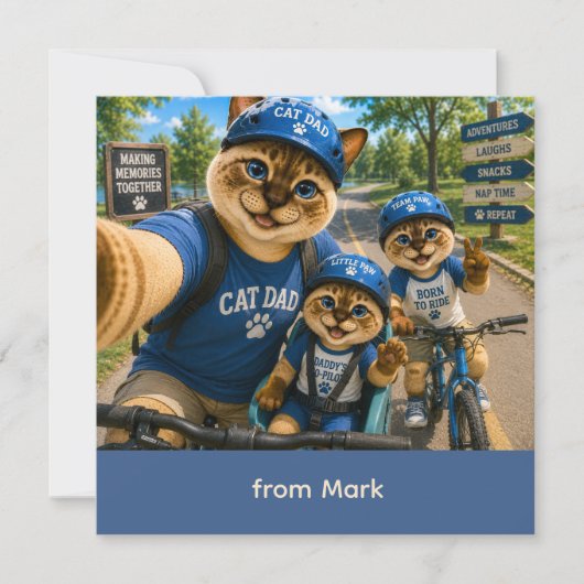 Vaderdag voor kattenvader kat fietst kaart (Voorkant)