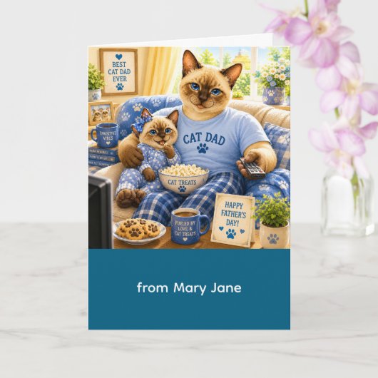 Vaderdag voor kattenvader kattenliefhebbers kaart (Orchidee)
