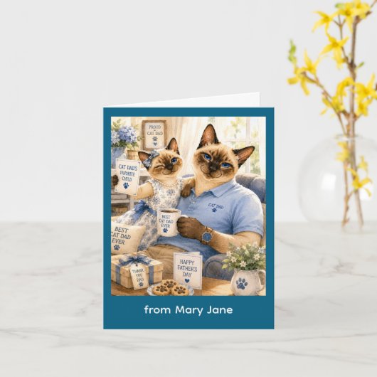 Vaderdag voor kattenvader kattenliefhebbers kaart (Gele Bloem)