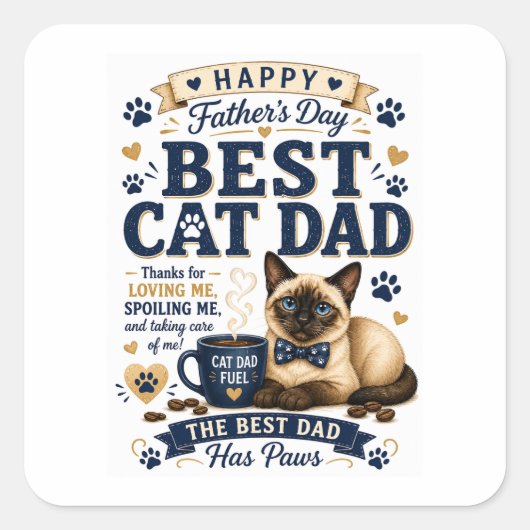 Vaderdag voor kattenvader vierkante sticker (Voorkant)