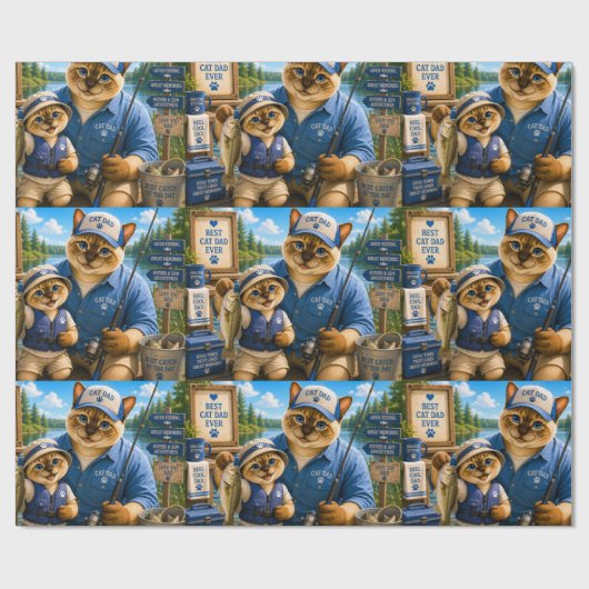 Vaderdag voor kattenvader visliefhebber cadeaupapier (Vlak)