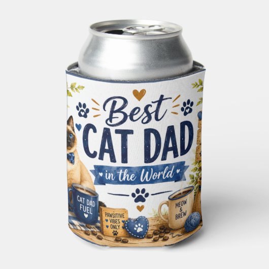 Vaderdag voor kattenvaders en kattengeliefden blikjeskoeler (Blikje Voorkant)