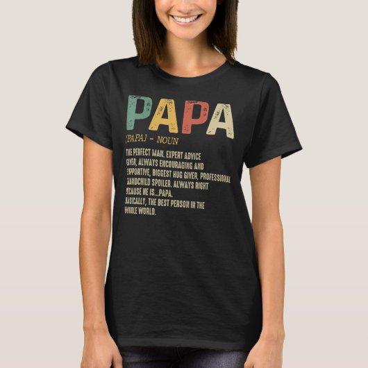 Vaderdag voor mannen Papa Definition opa T-shirt (Voorkant)