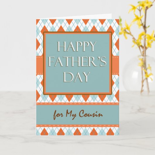 Vaderdag voor neef, Argyle Design Kaart (Gele Bloem)