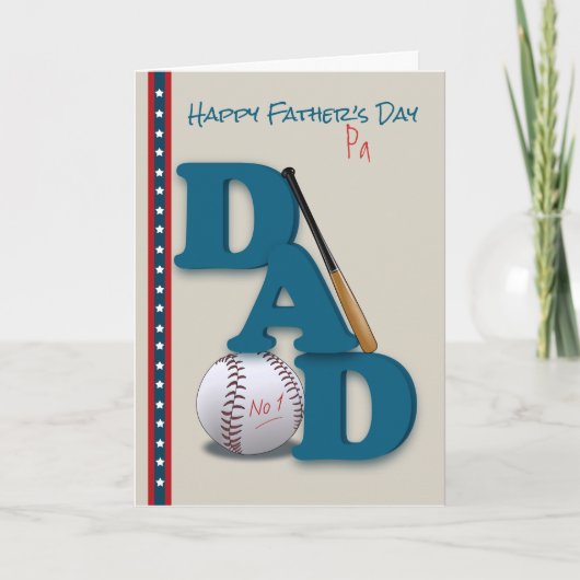 Vaderdag voor Pa Baseball Theme No.1 Dad Kaart (Voorkant)