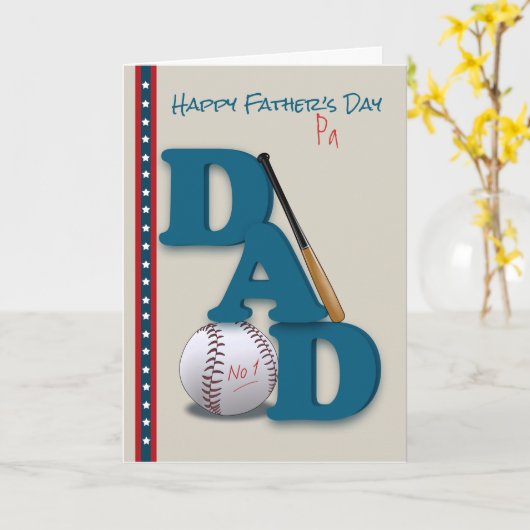 Vaderdag voor Pa Baseball Theme No.1 Dad Kaart (Gele Bloem)