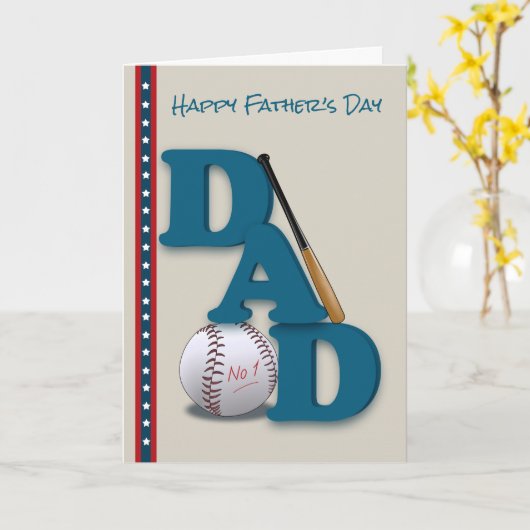 Vaderdag voor papa Baseball Theme No.1 papa Kaart (Gele Bloem)