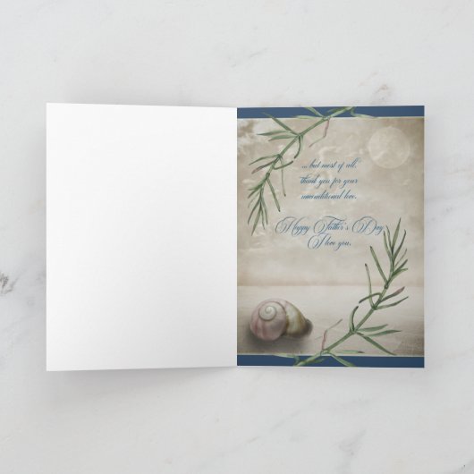 Vaderdag voor papa Seashell op het strand Kaart (Binnen)