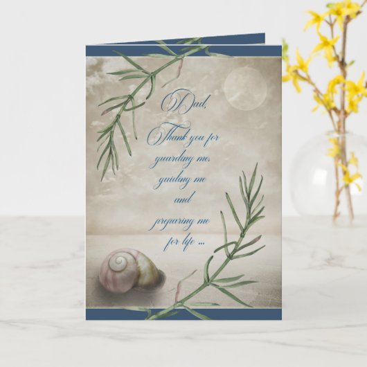 Vaderdag voor papa Seashell op het strand Kaart (Gele Bloem)