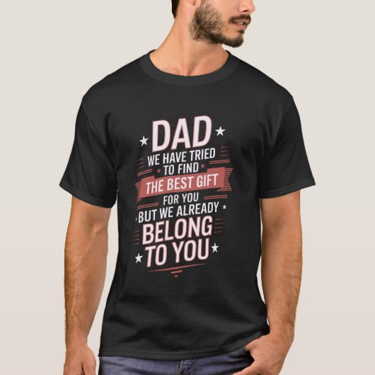 Vaderdag, Voor Papa Van Zoon & Dochter, Grappige V T-shirt (Voorkant)