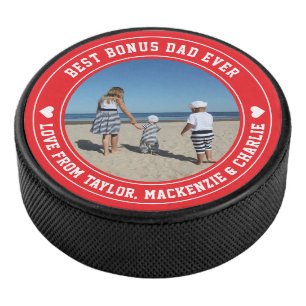 Vaderdag voor stiefvader Bonus Vader Gepersonalise Hockey Puck