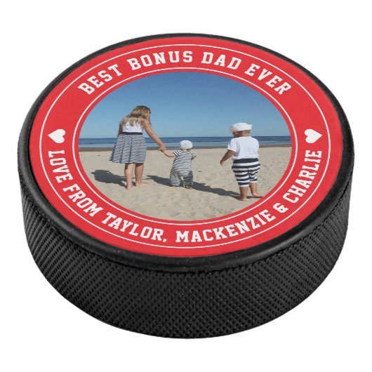 Vaderdag voor stiefvader Bonus Vader Gepersonalise Hockey Puck (3/4)