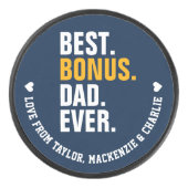 Vaderdag voor stiefvader Bonus Vader Gepersonalise Hockey Puck (Voorkant)