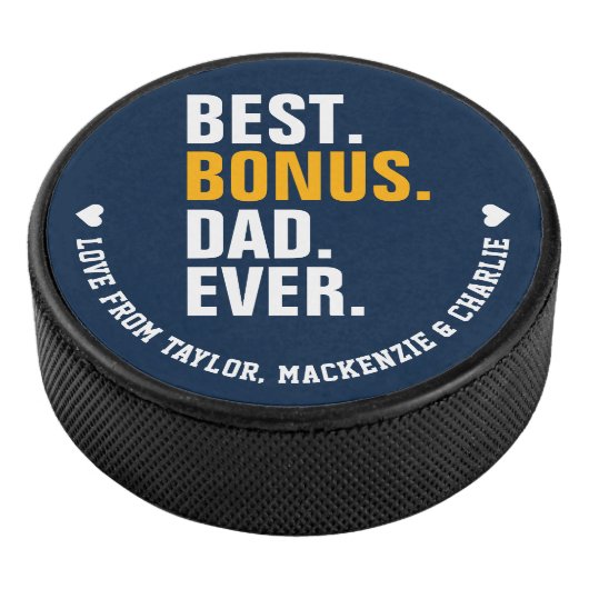 Vaderdag voor stiefvader Bonus Vader Gepersonalise Hockey Puck (3/4)