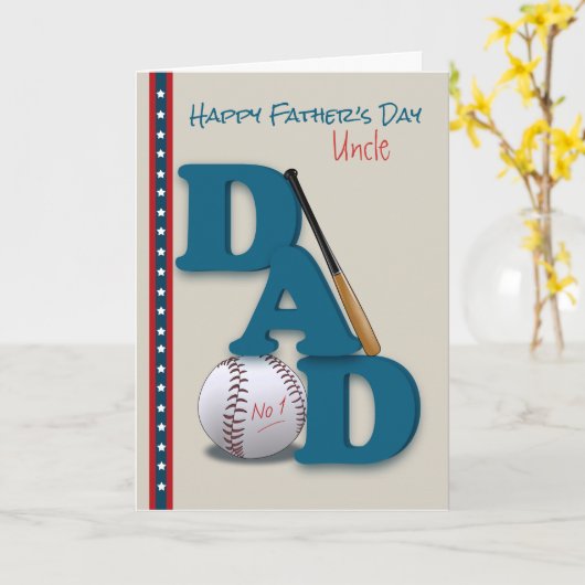 Vaderdag voor Uncle Baseball Theme No.1 Dad Kaart (Gele Bloem)