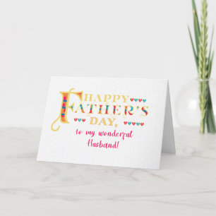 Vaderdag voor Wonderful Husband Word Art Kaart