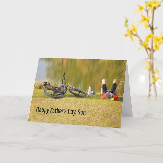 Vaderdag voor Zoon met fiets Kaart (Gele Bloem)