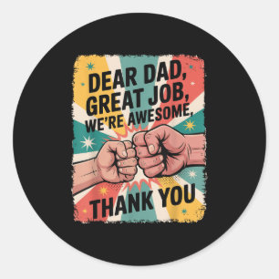 Vaderdag Vuiststoot Beste Papa Goed Werk Bedankt Ronde Sticker