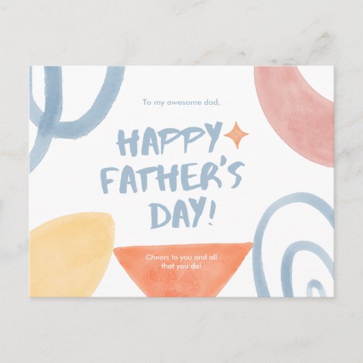 Vaderdag Waterverf Briefkaart (Voorkant)