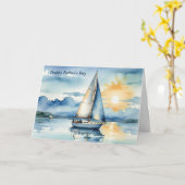 Vaderdag Waterverf zeilboot op een meer Kaart (Gele Bloem)