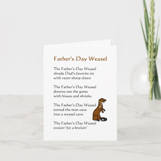 Vaderdag Weasel A Funny Poem voor papa Kaart (Voorkant)