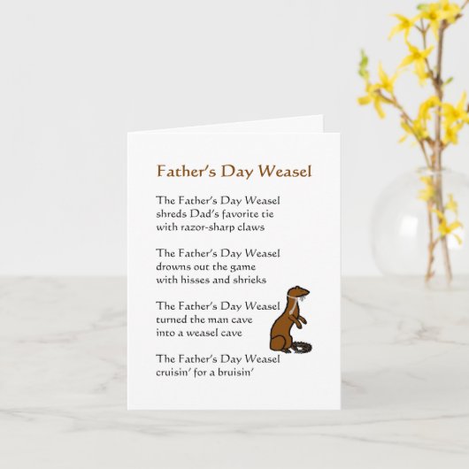Vaderdag Weasel A Funny Poem voor papa Kaart (Gele Bloem)