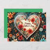 Vaderdag wenskaart met een bloemenhart. briefkaart (Voorkant / Achterkant)