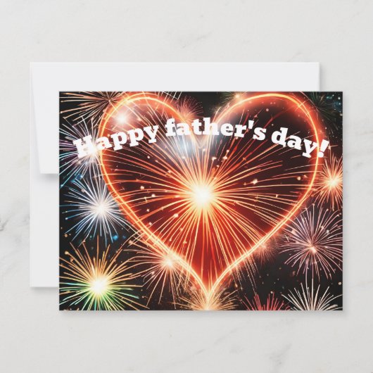 Vaderdag wenskaart met hartvuurwerk kaart (Voorkant)
