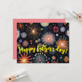 Vaderdag wenskaart met vuurwerk kaart (Voorkant / Achterkant in situ)