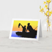 Vaderdag Wenskaart, vader en zoon Vist Kaart (Gele Bloem)