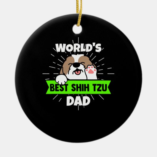 Vaderdag | Wereld beste sjiitische Tzu-hond Keramisch Ornament (Voorkant)