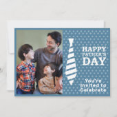 Vaderdag Witte Stropdas Blauwe Stippen Fotopartij  Kaart (Voorkant)