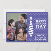 Vaderdag Witte Stropdas DK Blauwe Stippen Fotofees Kaart (Voorkant)