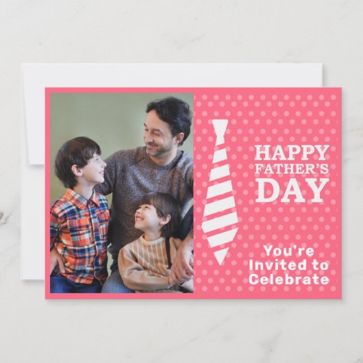 Vaderdag Witte Stropdas Roze Stippen Fotofeest toe Kaart (Voorkant)
