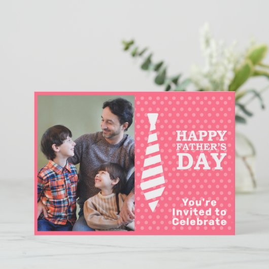 Vaderdag Witte Stropdas Roze Stippen Fotofeest toe Kaart (Staand voorkant)