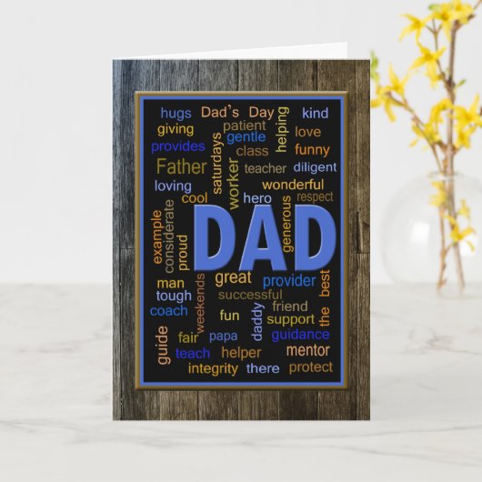 Vaderdag Word Collage Kaart (Gele Bloem)