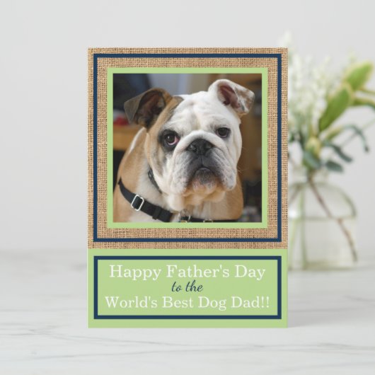 vaderdag World's Best Dog Dad Custom Photo Kaart (Staand voorkant)