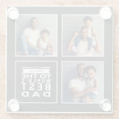 Vaderdag World's beste pap 3-Foto Collage Gray Glazen Onderzetter (Achterkant)