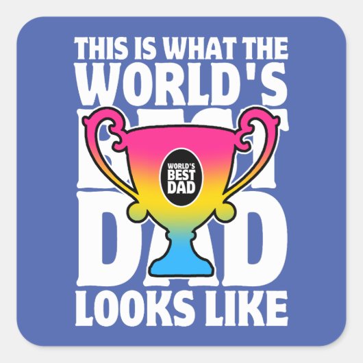 Vaderdag World's Beste Papa Pansexual Vlag Kleur Vierkante Sticker (Voorkant)