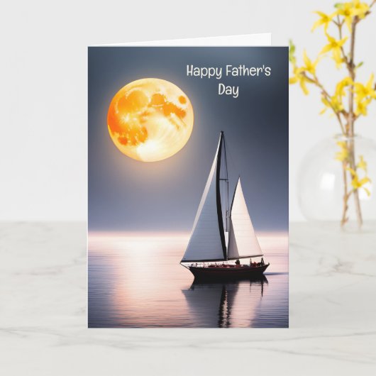 Vaderdag Zeilboot in Moonlight Kaart (Gele Bloem)