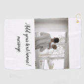 vaderdag zoon vader vader vader toevoegen foto tek golfhanddoek (Horizontaal)