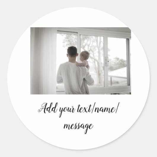 vaderdag zoon vader vader vader toevoegen foto tek ronde sticker (Voorkant)