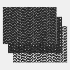 Vaderdag zwart-wit coördinerende geometrische inpakpapier vel
