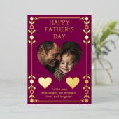Vaderdagkaart | Aangepaste foto & goud folie tekst Feestdagenkaart (Staand Voorkant)
