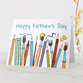 Vaderdagkaart met potloden en penseelstreken kaart (Gele Bloem)