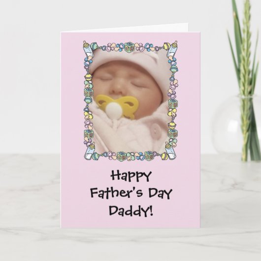 Vaderdagkaart van baby - roze kaart (Voorkant)