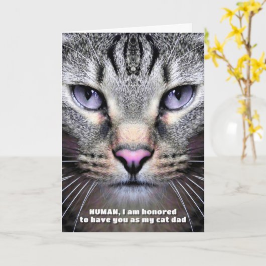 Vaderdagkaart voor kattige papa kaart (Gele Bloem)