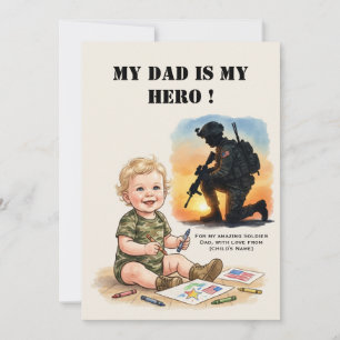 Vaderdagkaart voor militairen Mijn papa held Kaart