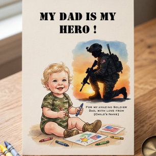 Vaderdagkaart voor militairen Mijn papa held Kaart