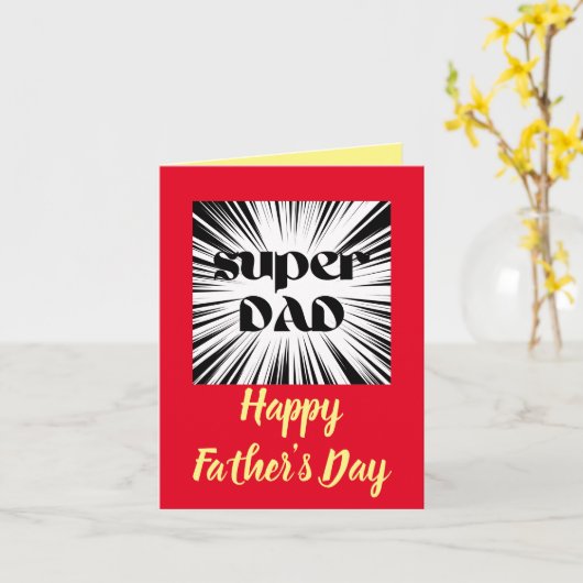 Vaderdagkaart voor papa, superheldthema kaart (Gele Bloem)